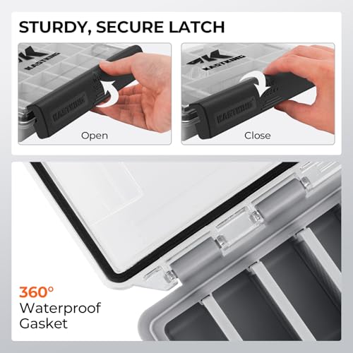 Black Waterproof Tackle Box with Removable Dividers T12086