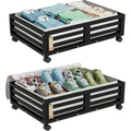 2 Pack Bamboo Under Bed Storage Containers with Wheels S444