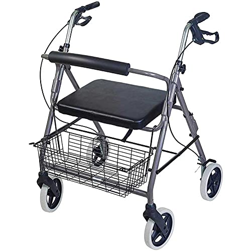 Burgundy Rollator Walker with Extra Wide Seat and Backrest E5740
