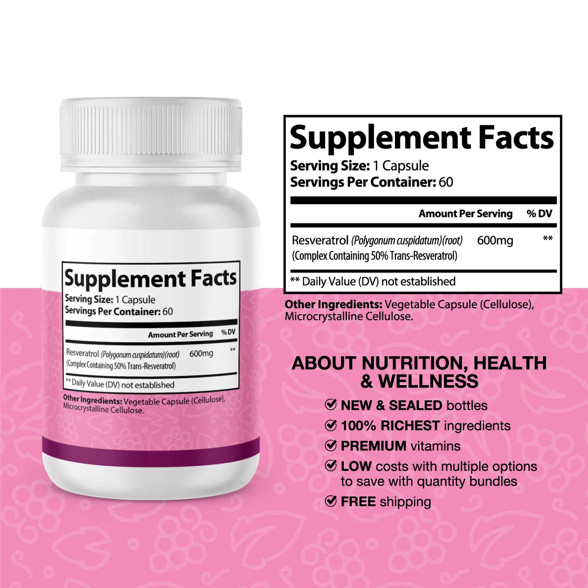 2 Bottles 120 Capsules Resveratrol G7821