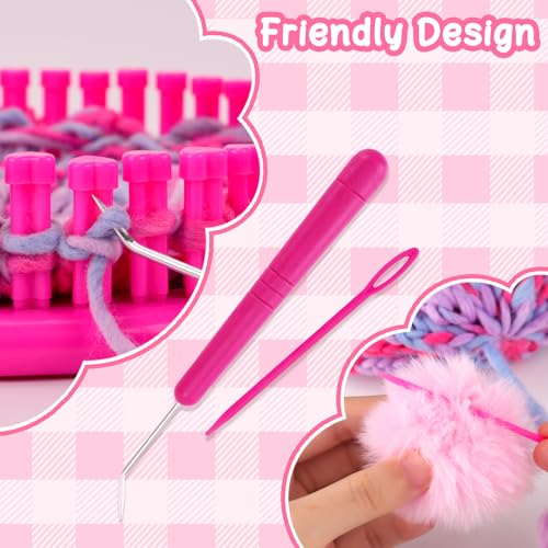 Knitting Loom Kit with Storage Bags Yarns Knitting Tools Pink E744235