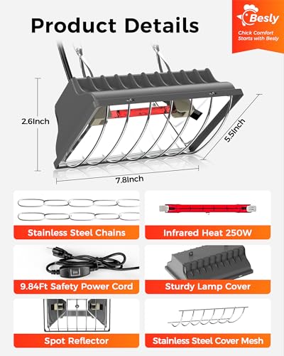 250W Waterproof Infrared Heat Lamp with Adjustable Temp & Height Y7238