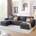 Large U-Shaped Sectional Sofa with Removable Ottomans, Gray Polyester N43038