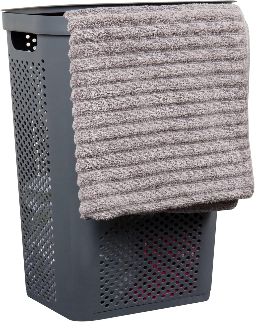 60L Slim Plastic Laundry Hamper with Lid, Gray E29711
