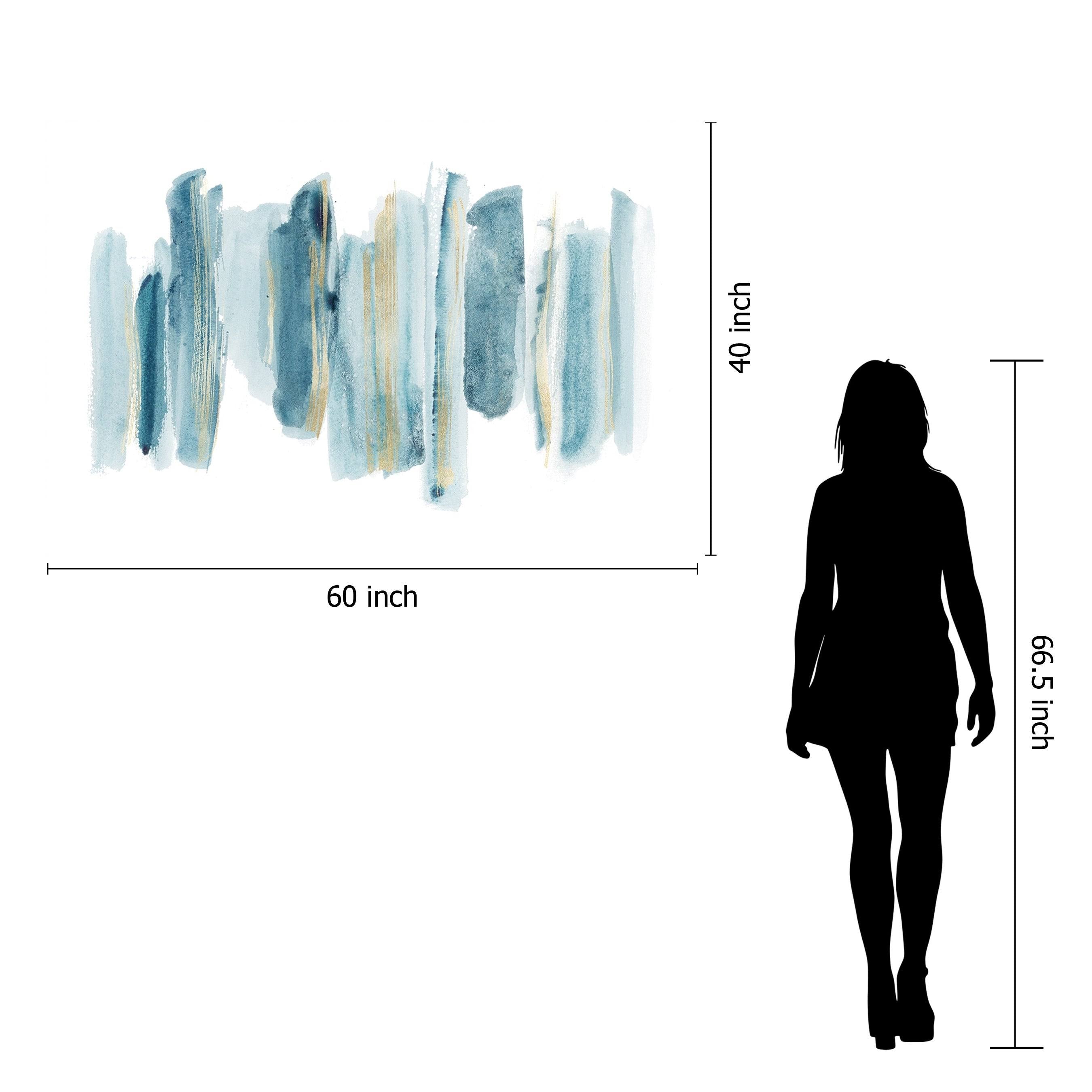 40x60 Blue and Gold Abstract Tempered Glass Wall Art B47626