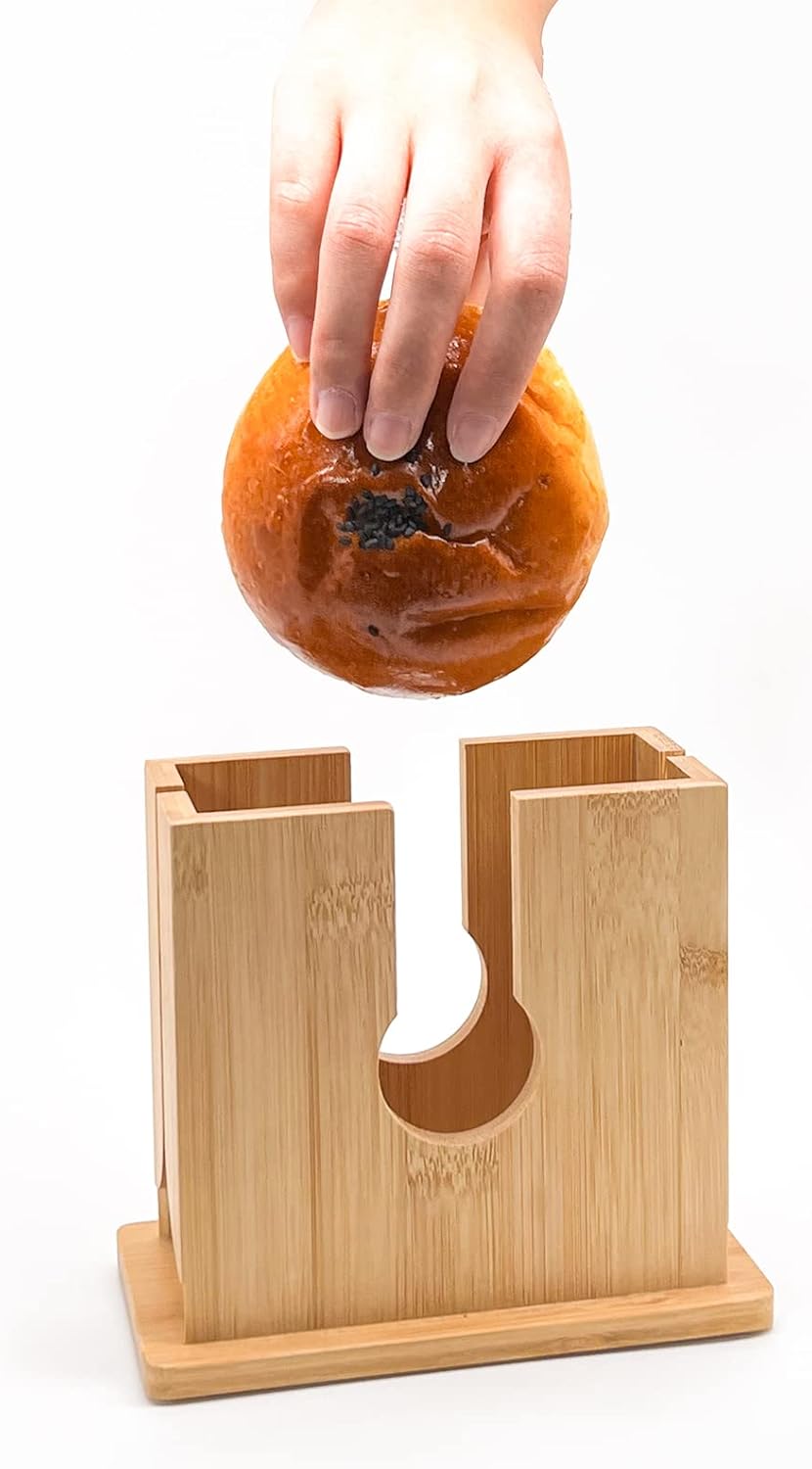 Bamboo Bagel Slicer with Anti-Slip Silicone Base M422932