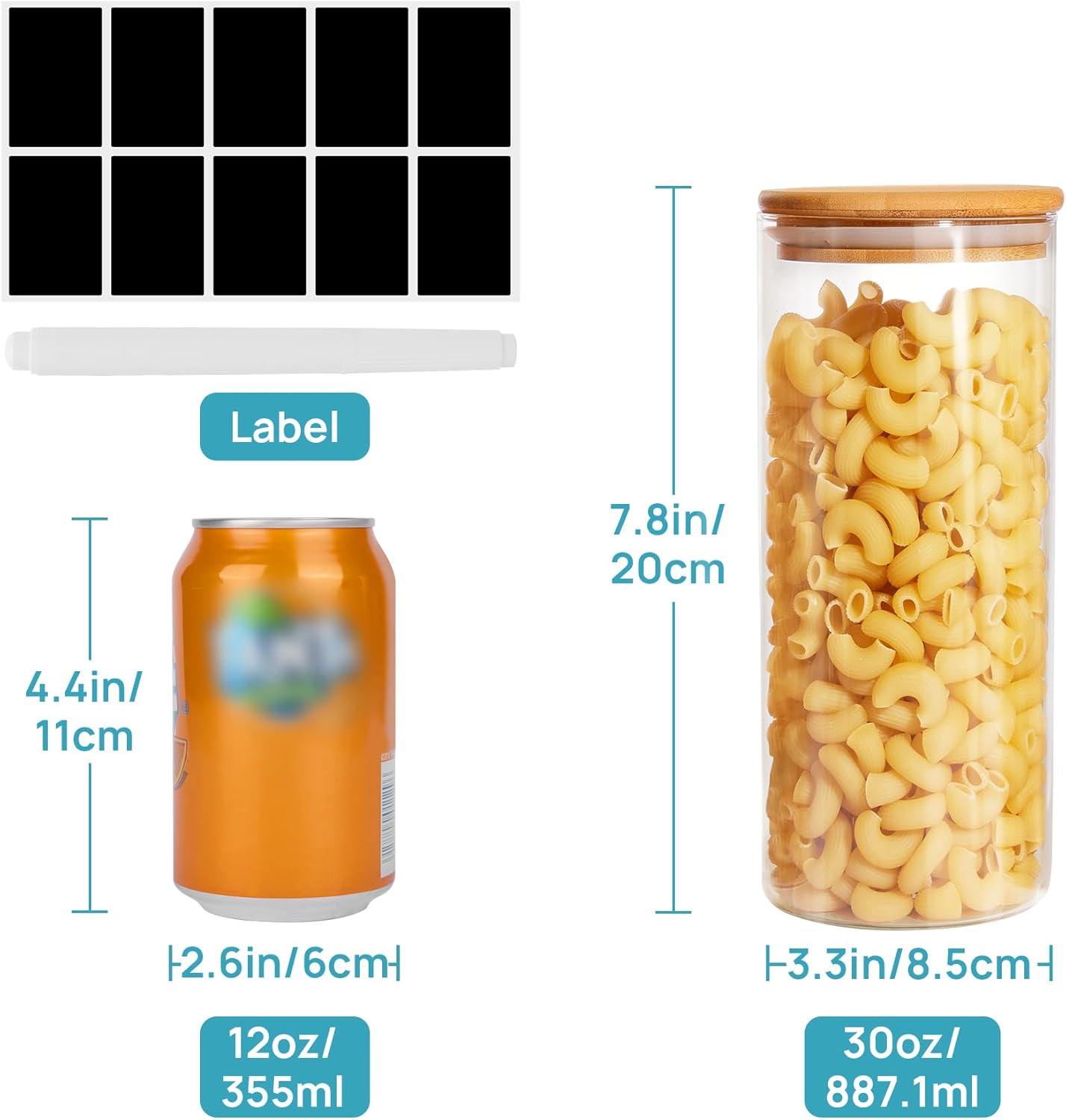 8 Pack 30oz Glass Food Storage Jars with Airtight Bamboo Wooden Lids V631568