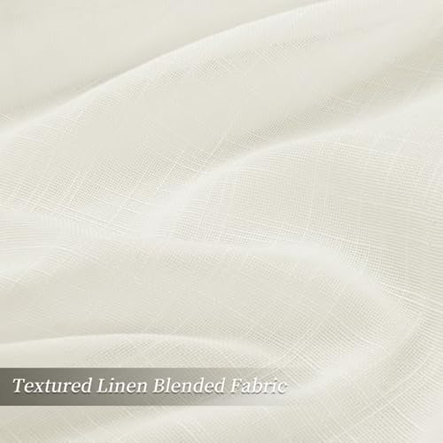 Natural Pinch Pleated Semi Sheer Curtains 84 Inch Long, 2 Panels D584