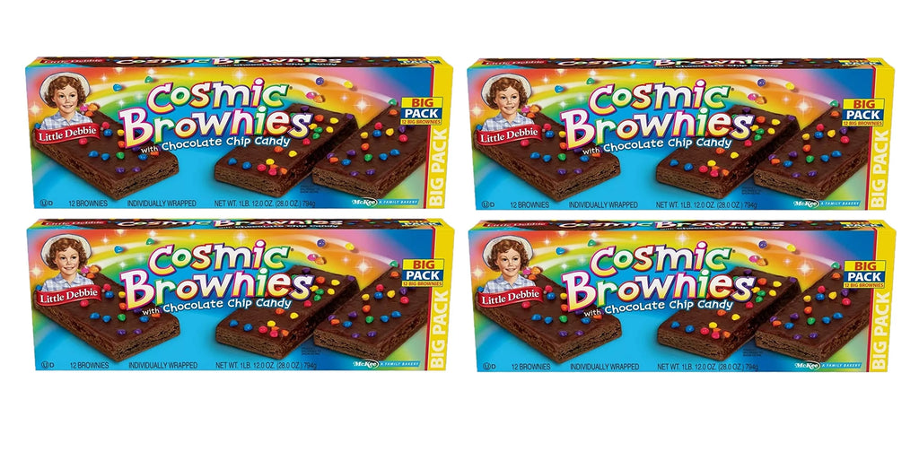 4 Big Pack Boxes Individually Wrapped Brownies with Chocolate Chip Candy X5566