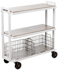 White 3-Tier Mobile Storage Cart with Shelves & Baskets K80335