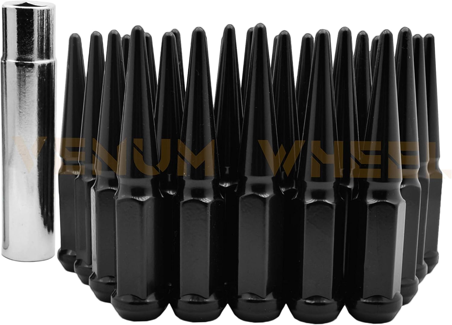 20 Pc Black Solid Metal Lug Nuts with Key U792462