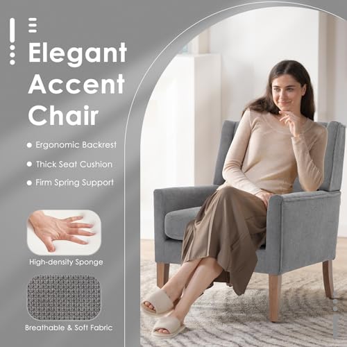 Beige Upholstered Fabric Accent Armchair Z26877