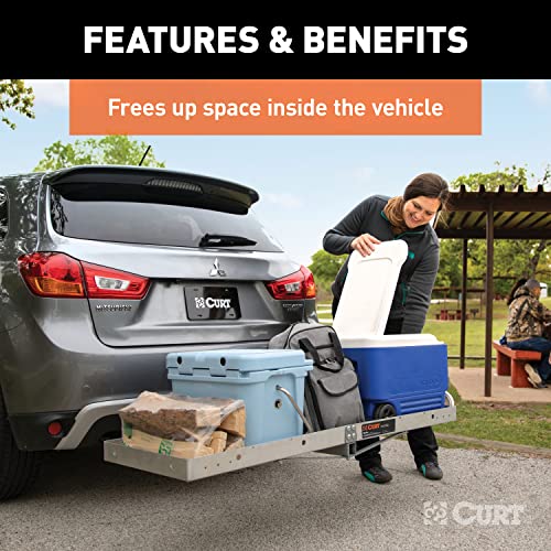 60 x 20-Inch Aluminum Hitch Cargo Carrier, 500 lbs Capacity, 2-in Folding Shank E77898