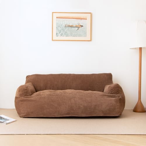 Brown Twin Size Foam Filling Bean Bag Sofa with Removable Cover L39363