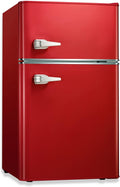 Compact Mini Refrigerator Separate Freezer, 3.1 cu ft Double 2-Door Retro Stainless Steel S39996