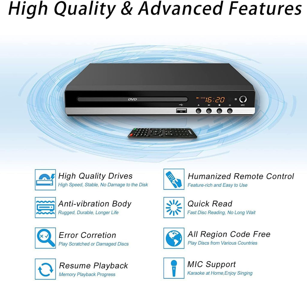Compact DVD Player with Remote HDMI and RCA Cables USB Input S14634