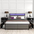 Grey Full Size Bed Frame with 4 Storage Drawers Q115945