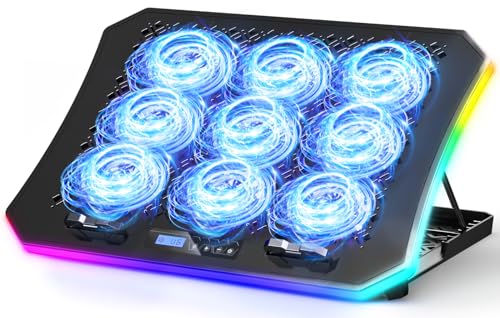 9 Quiet RGB Fans Cooling Pad for 15.6-17.3 Inch Laptops with 2 USB Ports T783