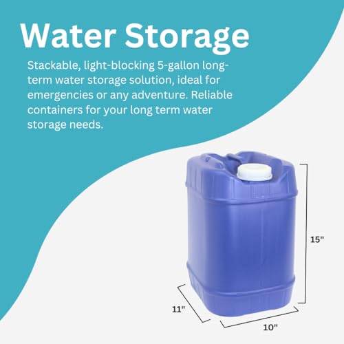 5-Gallon Stackable Water Storage Containers with Lids + Spigot, 20 Gallon (4 Tanks) A4827