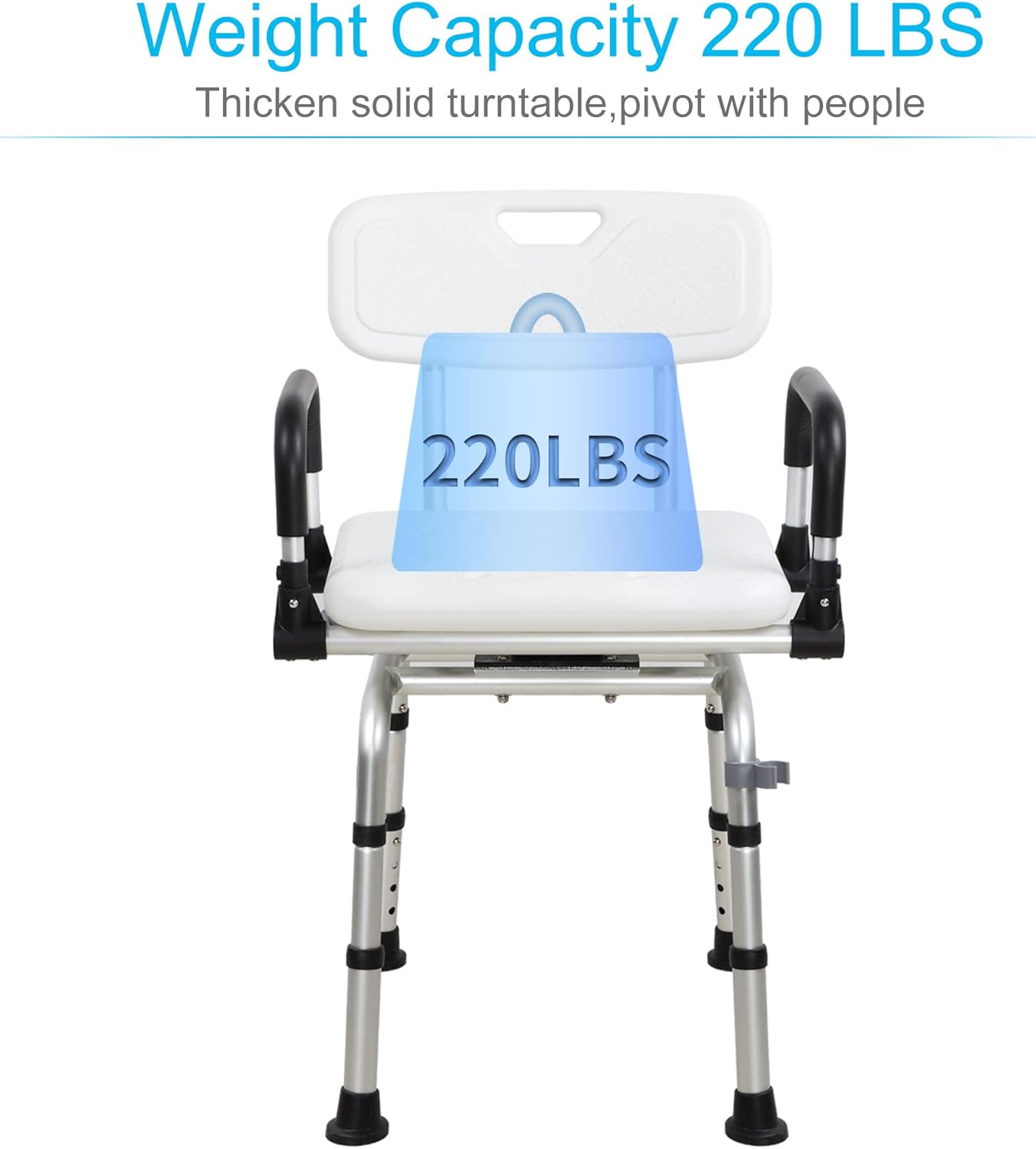 Swivel Shower Chair with Arms and Back Adjustable Bath Chair N722389