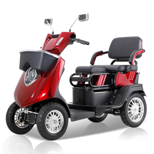 Red Heavy-Duty 4 Wheel Mobility Scooter 500lbs Capacity 1000W X26637