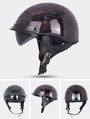 Vintage Motorcycle Half Helmet DOT Certified Lightweight Breathable with Sun Protection Goggles M71668