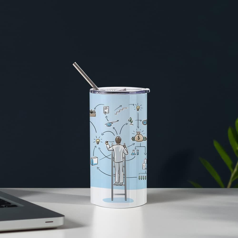 20 OZ White Stainless Steel Tumbler Cups with Lid and Metal Straw 4 Pack N62645
