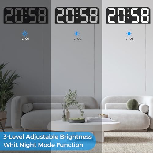 9.6" LED Digital Wall Clock with Remote Control - Red G659
