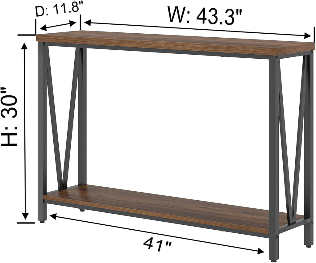 Rustic Walnut Coffee Table with Storage Shelf B1008