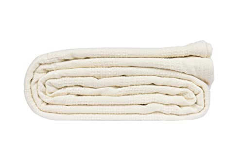 100% Cotton Thermal Blanket (74x100 in, White) X51300