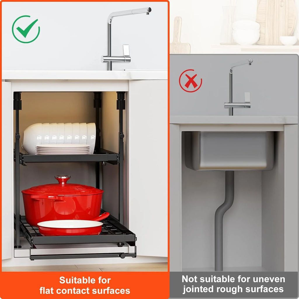 2 Tier Expandable Pull Out Cabinet Organizer U5575