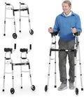 Folding Walker with 5’’ Wheels and Removable Padded Armrests Q407135