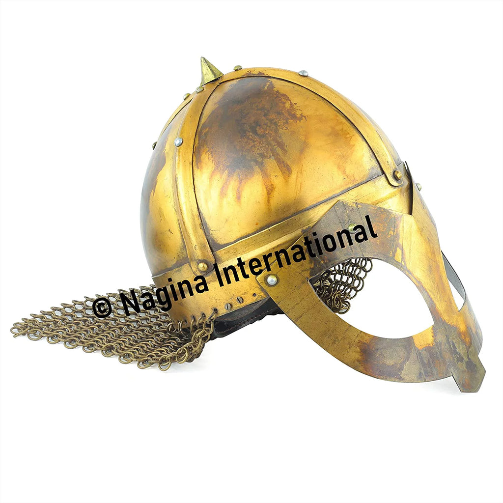 Steel Silver Helmet Chain Mail Armor Helmet J6985