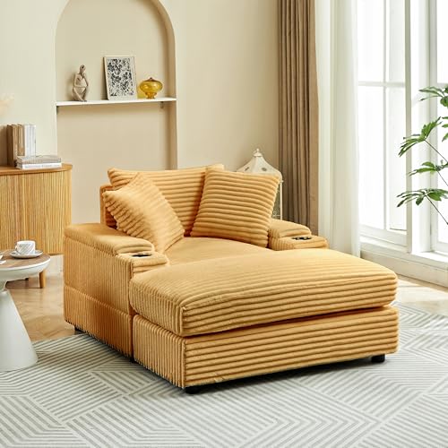 Oversized Corduroy Chaise Longue with Ottoman K863
