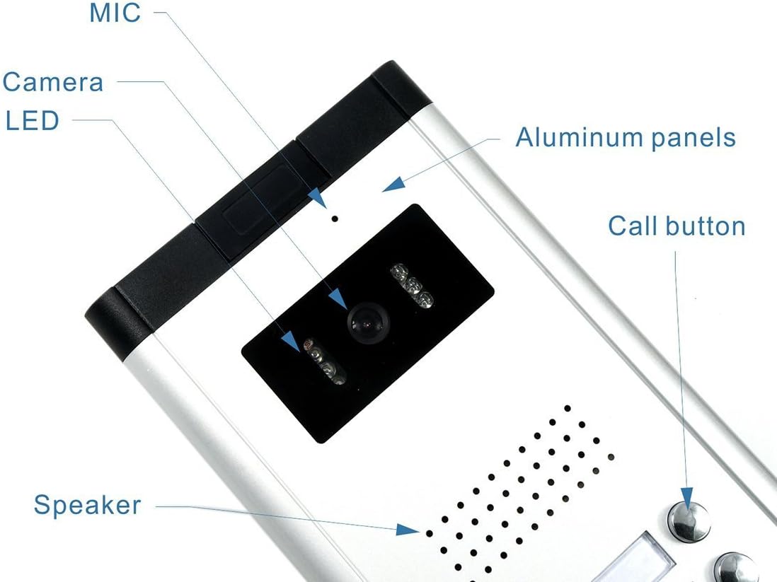 3 Units Wired Video Door Phone Kit with 7 Inches Monitor and Night Vision Camera J1060
