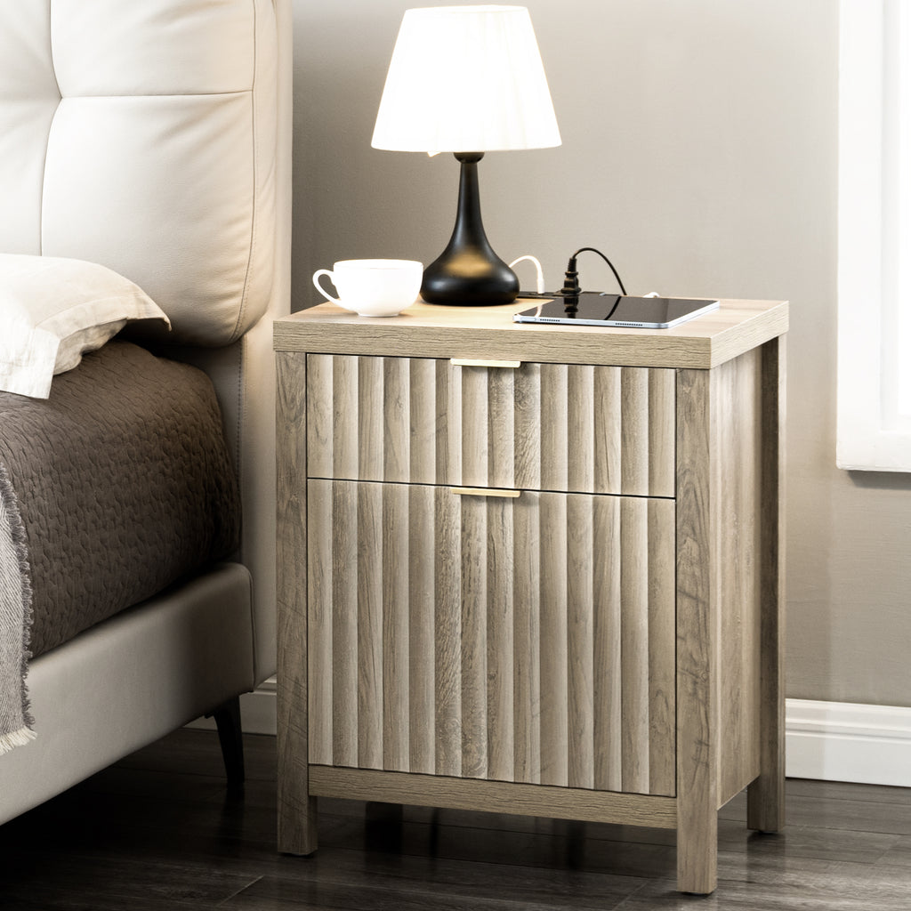 Set of 2 Nightstands with 2 Drawers F205675