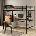 Twin Metal Loft Bed with Desk and Storage Shelf Z83224