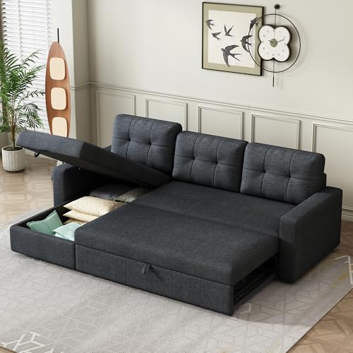 L-Shape Reversible Sectional Sleeper Sofa Bed with Storage Chaise Z9733