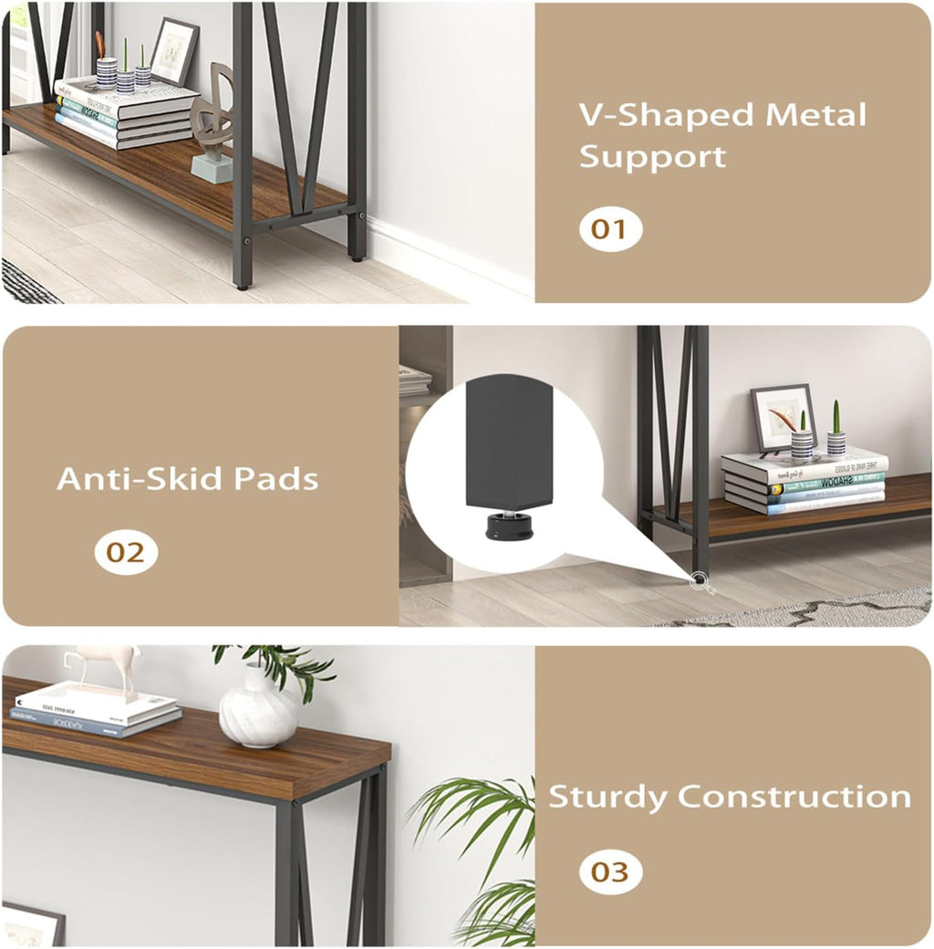 Rustic Walnut Coffee Table with Storage Shelf B1008