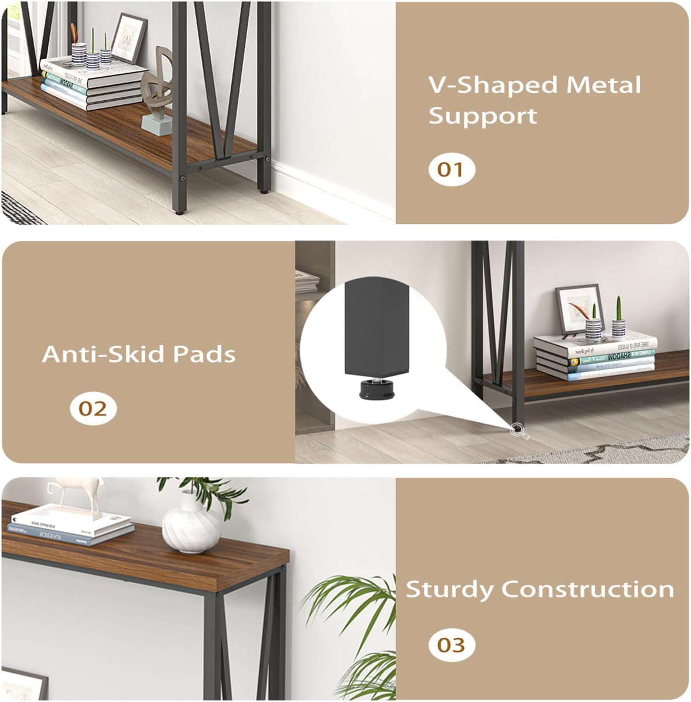 Rustic Walnut Coffee Table with Storage Shelf B1008