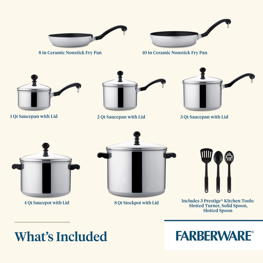 15 Piece Stainless Steel Pots and Pans Set S611768