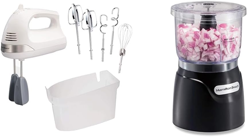 6-Speed Electric Hand Mixer with Whisk, Dough Hooks and Beaters & Electric Vegetable Chopper & Mini Food Processor, 3-Cup, 350 Watts G21450