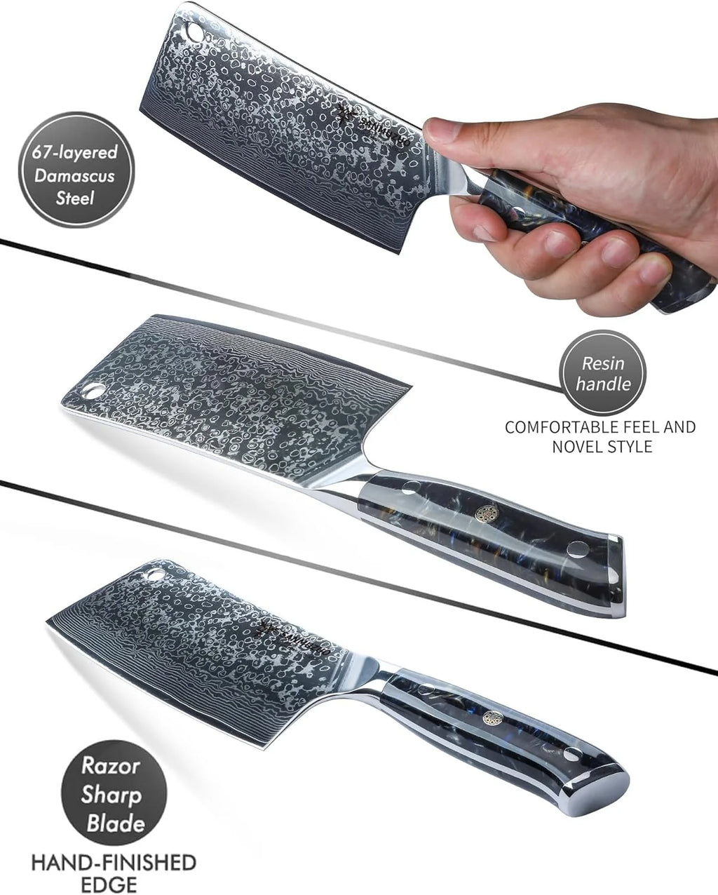 7 inch VG10 Damascus Steel Cleaver Knife Y160
