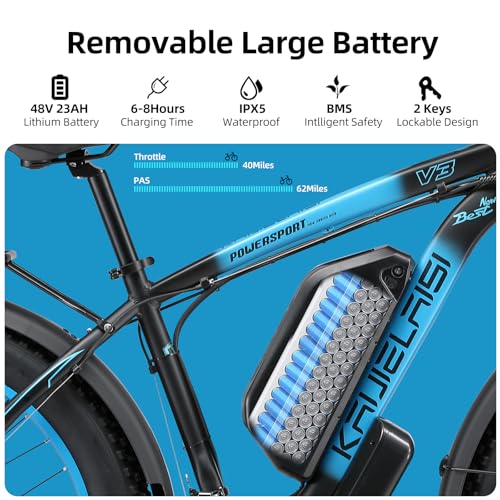 26 Inch Fat Tire Electric Mountain Bike 4000W Peak 48V 23Ah 21 Speed G318158