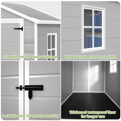 LightGray Resin Outdoor Storage Shed 6x4.4FT with Floor U299299
