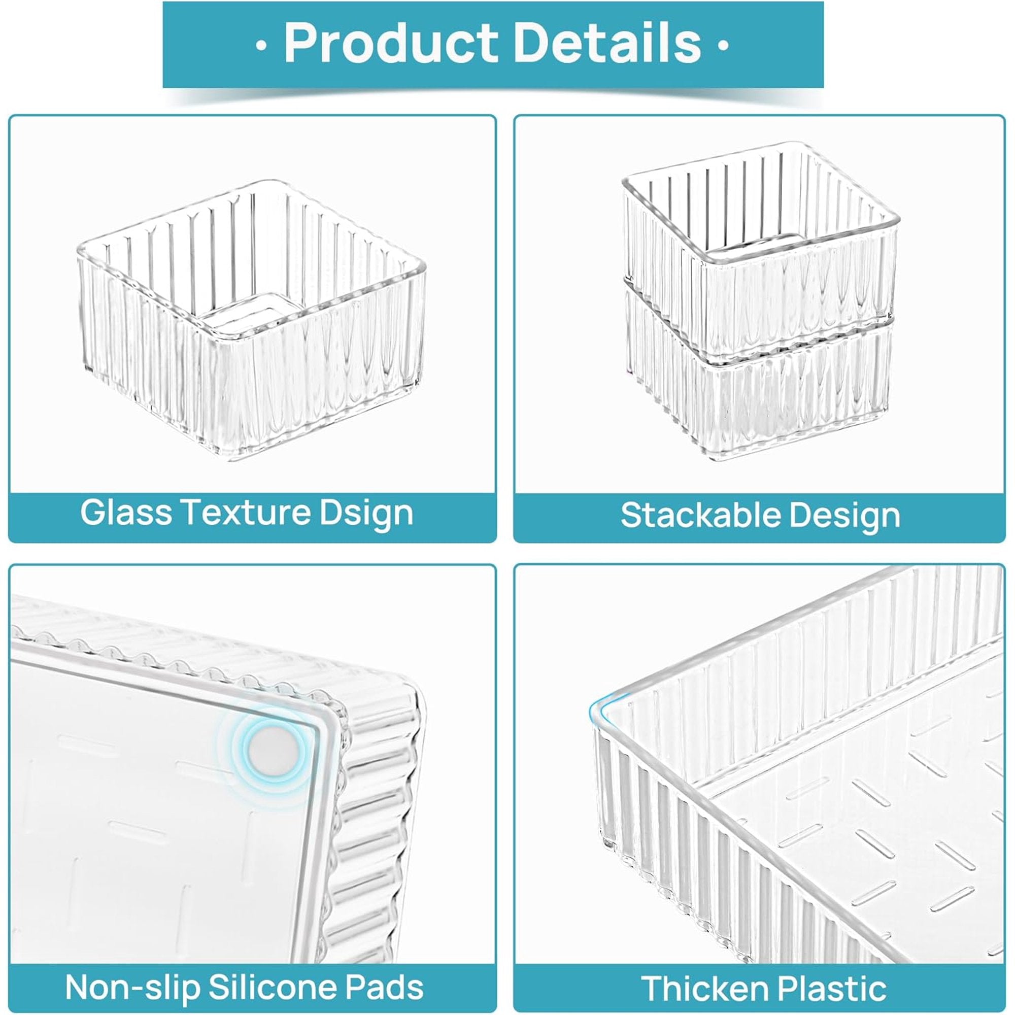 7 PCS Clear Acrylic Drawer Organizer Bins R1828