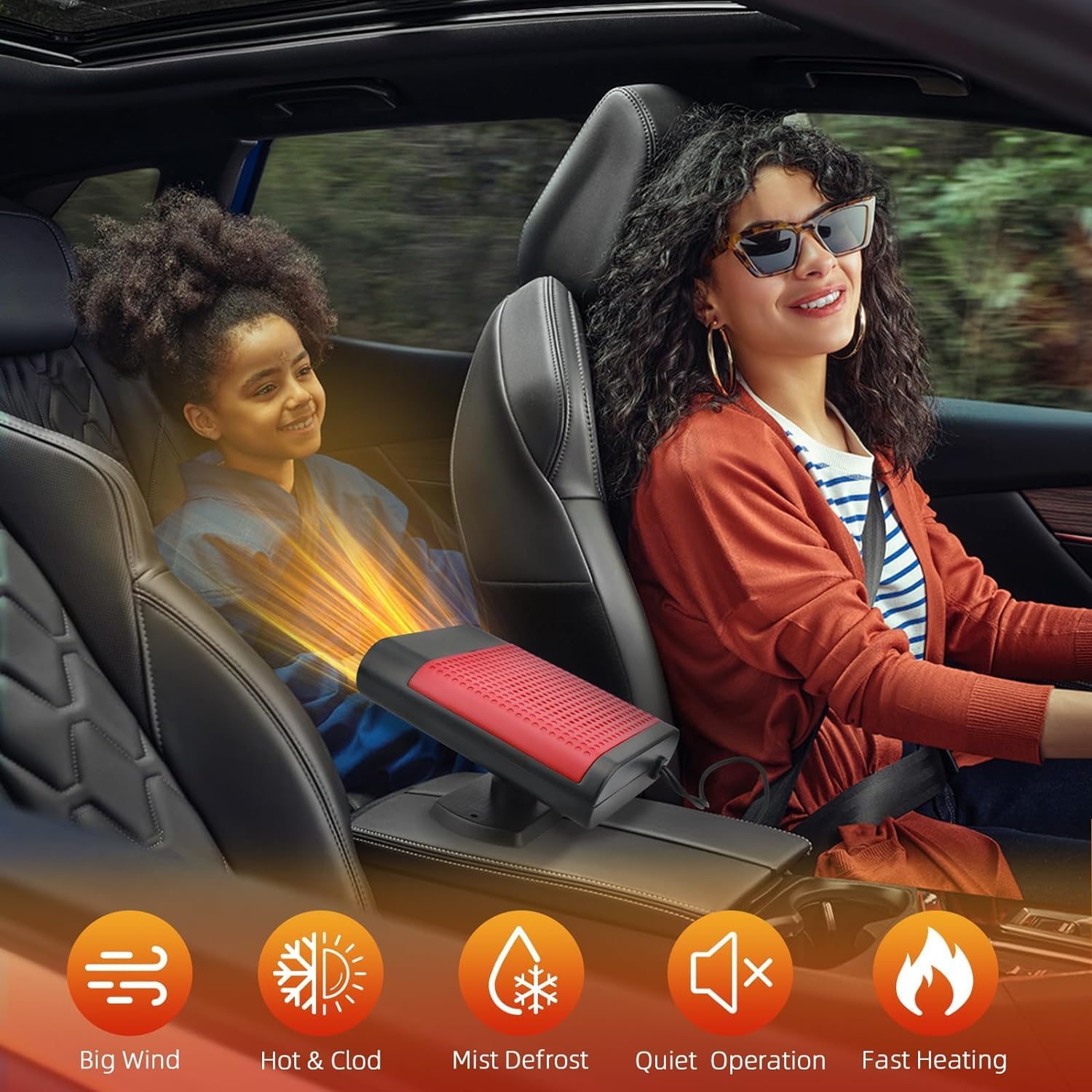 12V 150W Portable Car Heater Defroster with 360-Degree Suction Holder Z37258