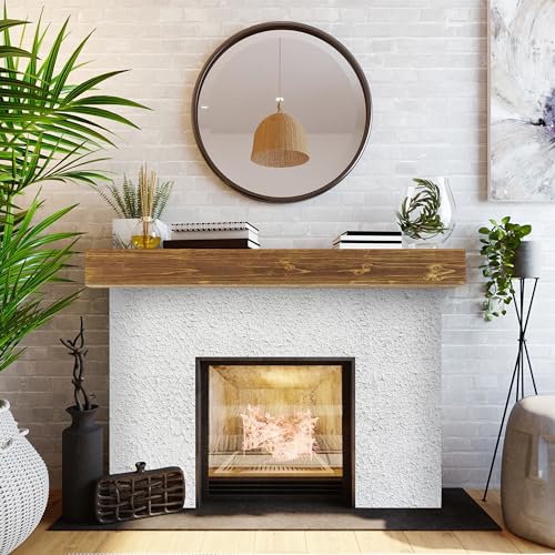 60" Rustic Wood Fireplace Mantel Floating Shelf G15105