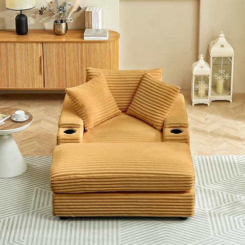 Oversized Corduroy Chaise Longue with Ottoman K863