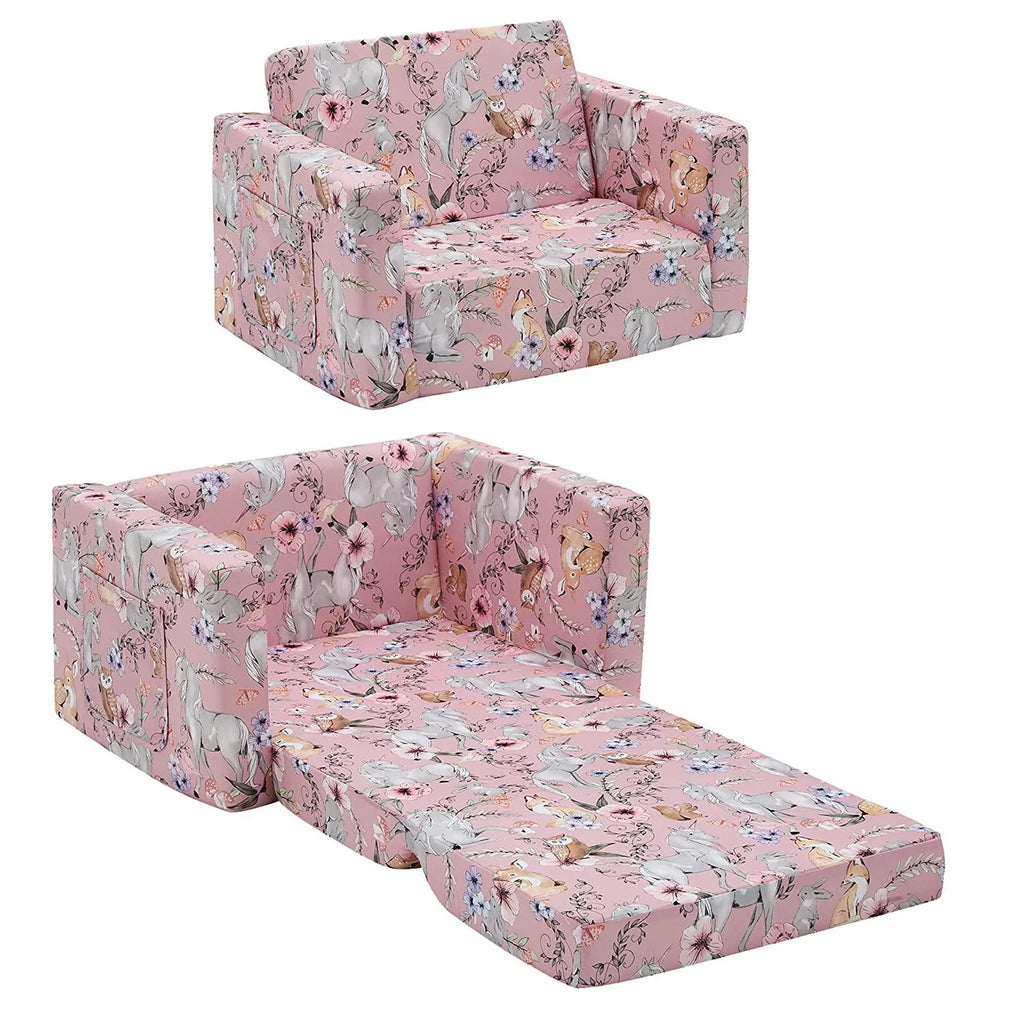 Pink Unicorn Convertible Kids Chair Sofa M3302
